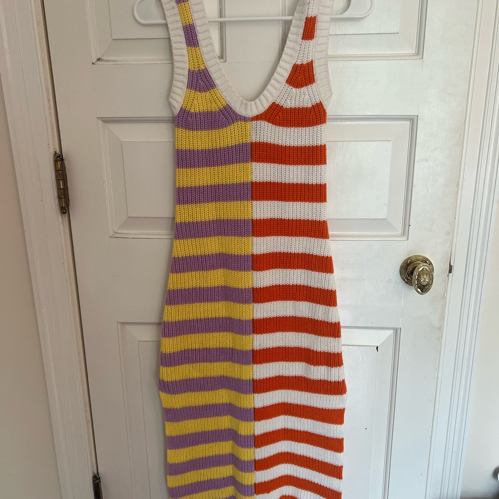 STAUD Striped Multicolor Knit Dress
